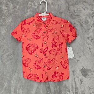 Disney Cars Boys 2T Short Sleeve Button Shirt Lightning McQueen Print Graphic